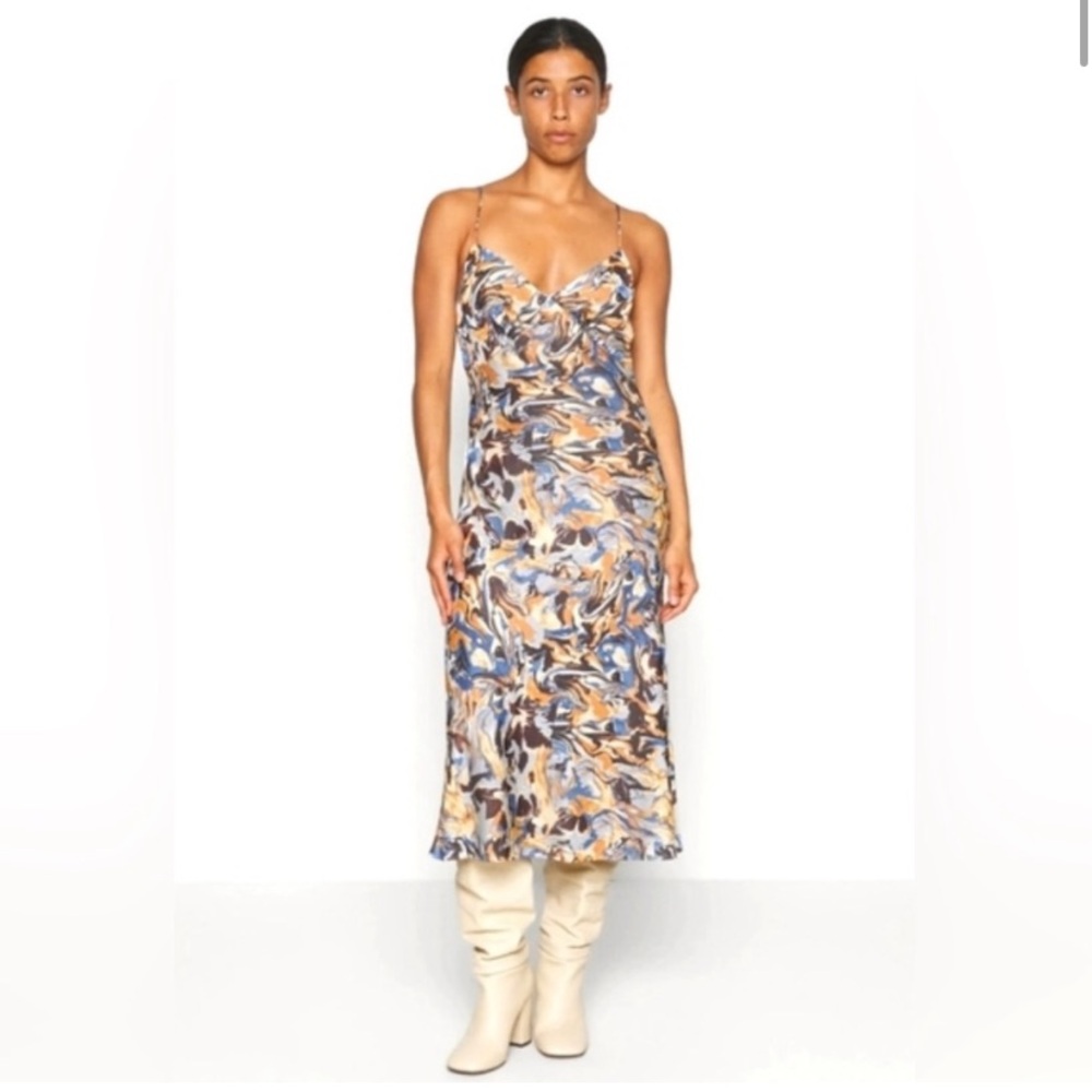 Abercrombie & Fitch Women's Multi-Color Satin Slip Midi Dress Size Small